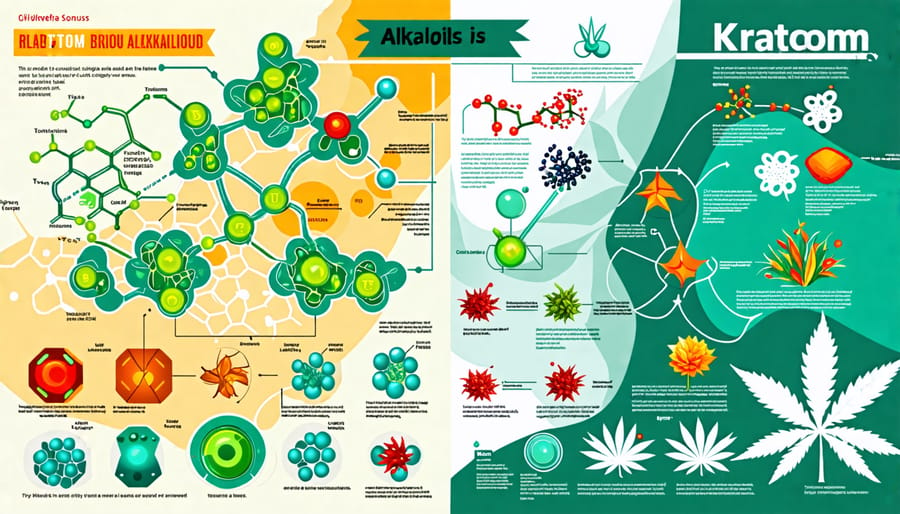 Graphic representation of kratom's alkaloids and cannabinoids chemical structures