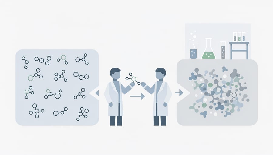 Researcher standing in a laboratory with softly glowing equipment in the background representing responsible sourcing